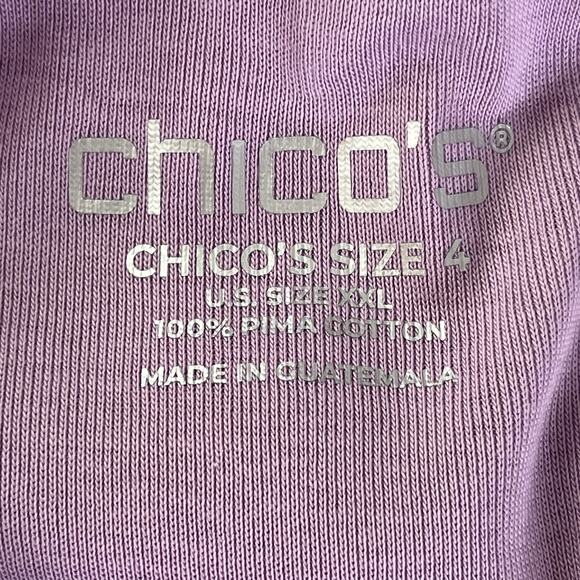 Chico’s Tunic Top Women's Sz 4 / XXL 100% Pima Cotton Square Neck Lilac NEW - Picture 6 of 7
